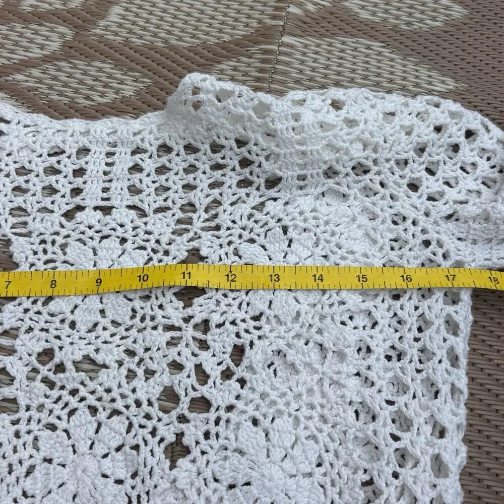 Free People Filet Crochet Pullover Tunic Top White S Open Back Boho Festival